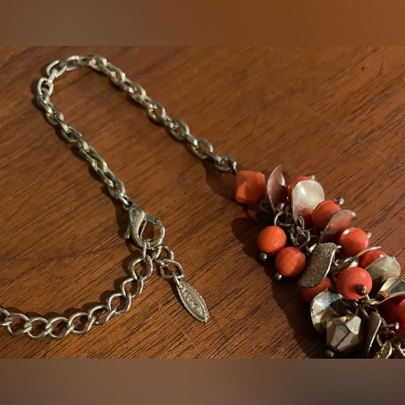 3 for $30 Vintage GoldTone Cluster Beaded Necklace Orange Gold Beads Signed VCLM - Picture 3 of 12